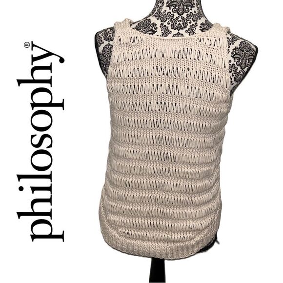 Philosophy Women’s Cream Crochet Knit Tank‎ Top - Size S - Picture 2 of 3